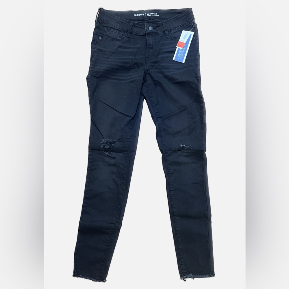 Old Navy Rockstar Black Distressed Skinny Jeans